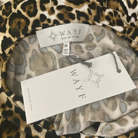 Wayf Crop Top Leopard Womens Medium Stretch Long Sleeve New - Picture 4 of 8